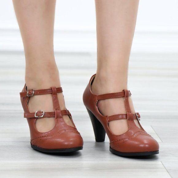 Vintage Style Oxford Heels Rockabilly - Picture 11 of 11